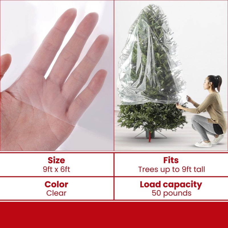 VicMore Christmas Tree Disposal Bag 9x6 ft Clear Plastic â€“ Heavy-Duty, Tear-Resistant & Odorless Polyethylene for Real or Artificial Xmas Tree Removal, Storage & Moving - Image 3